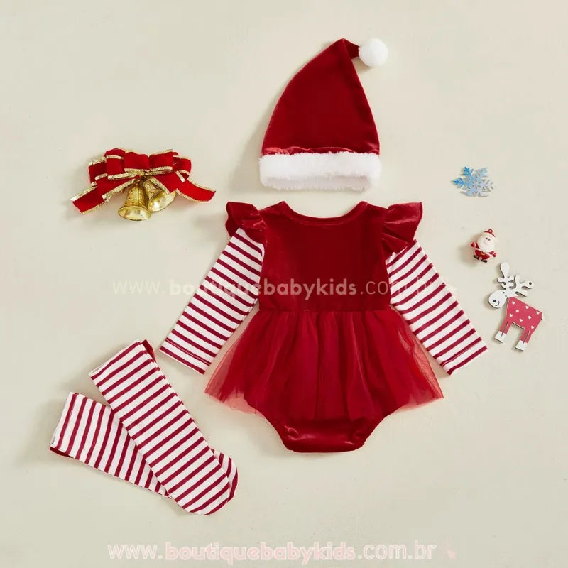 Body Bebê Mamãe Noel com Acessórios