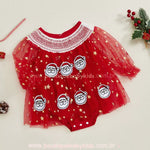 Body Bebê Tule Papai Noel Brilho de Natal Vermelho - Boutique Baby Kids