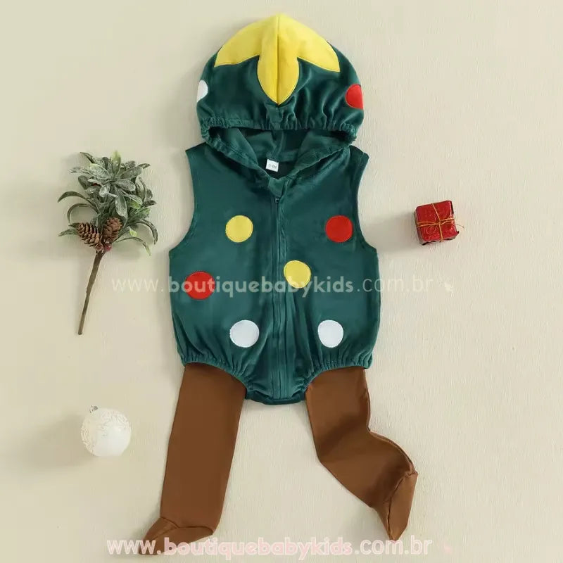 Body Bebê Temático Árvore de Natal com Meia - Boutique Baby Kids