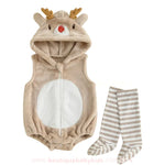 Body Bebê Natalino Fantasia de Rena Rudolph com Meia Bege - Boutique Baby Kids
