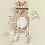 Body Bebê Natalino Fantasia de Rena Rudolph com Meia Bege - Boutique Baby Kids