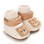 Botinha Bebê Puffer Ursinho Aconchego Bege - Boutique Baby Kids