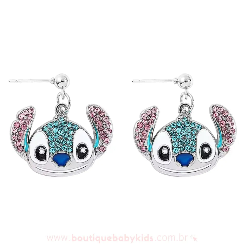 Brinco Infantil Stitch com pino tradicional - acessório divertido com acabamento brilhante 