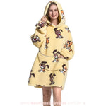 Cobertor de Vestir Adulto Cão e Gato Oversized Amarelo com Capuz - Boutique Baby Kids