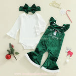 Conjunto Bebê 'My First Christmas' em Veludo Verde - Boutique Baby Kids 