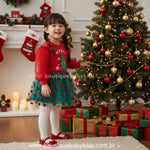 Conjunto Infantil Natalino 'Merry Christmas' com Saia Tule - Boutique Baby Kids