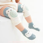 Kit Meia e Joelheira Primeiros Passos Bichinhos Gatinho Azul - Boutique Baby Kids