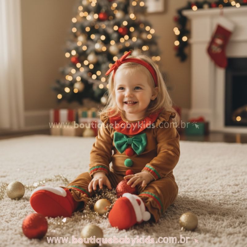 Macacão Bebê Temático Biscoitinho de Gengibre Natalino - Boutique Baby Kids