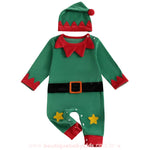 Macacão Bebê Elfinho Ajudante do Papai Noel com Gorro Verde - Boutique Baby Kids