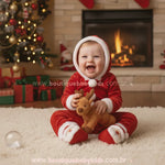 Macacão Bebê de Veludo Papai Noel Clássico de Natal - Boutique Baby Kids