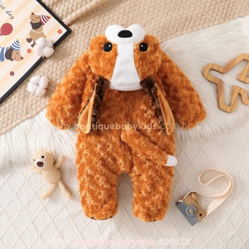 Macacão Bebê Temático Cachorrinho Caramelo
