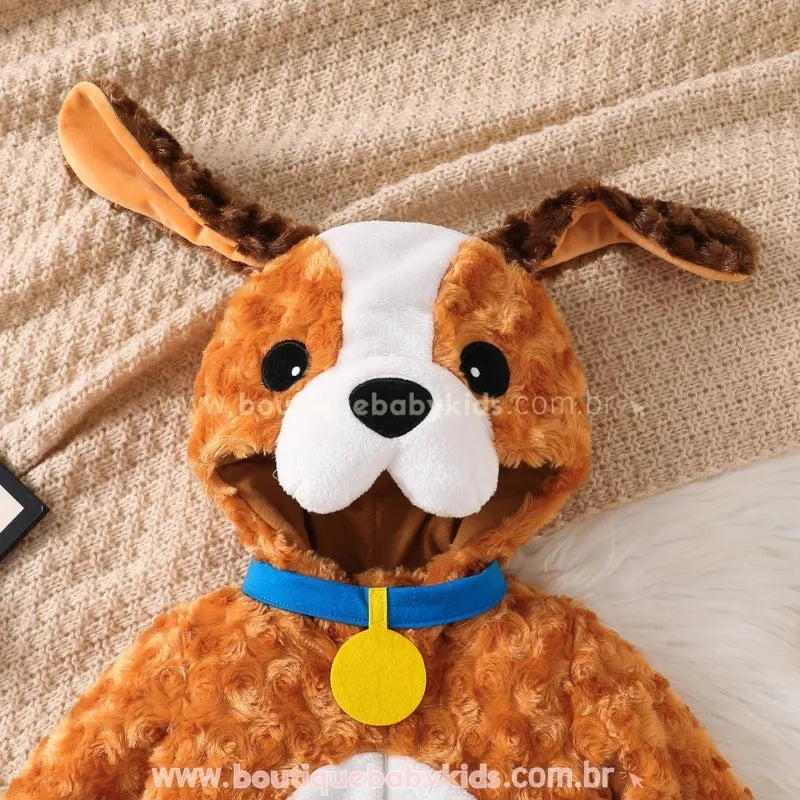 Macacão Bebê Temático Cachorrinho Caramelo