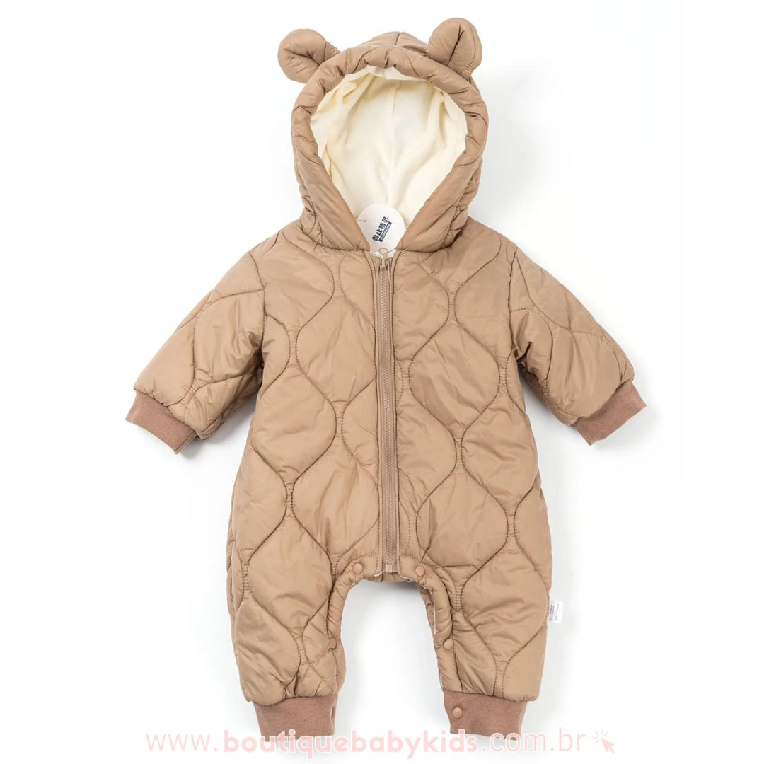 Macacão Bebê Corta Vento Ursinho Marrom - Boutique Baby Kids