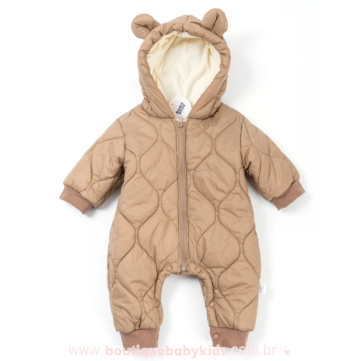 Macacão Bebê Corta Vento Ursinho Marrom - Boutique Baby Kids