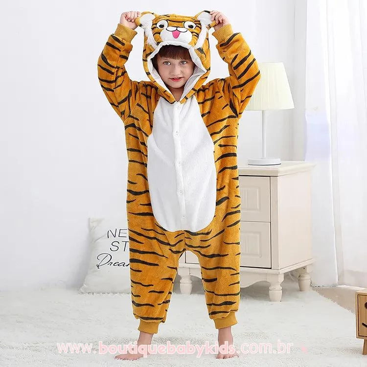 Macacão Pijama Infantil Fantasia Tigre - Boutique Baby Kids