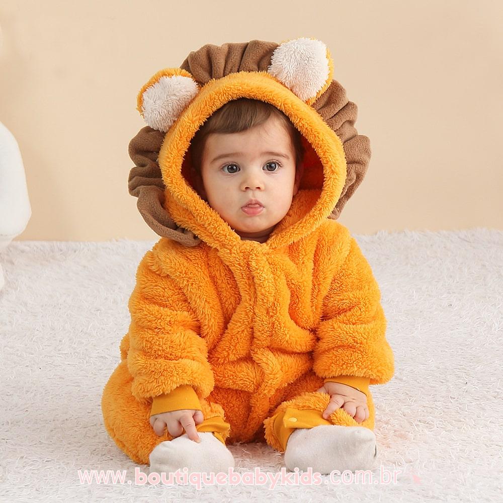 Macacão Bebê Fantasia Bichinho Leãozinho - Boutique Baby Kids