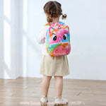 Mochila Infantil Costas Peluciada Unicórnio Colorido - Boutique Baby Kids