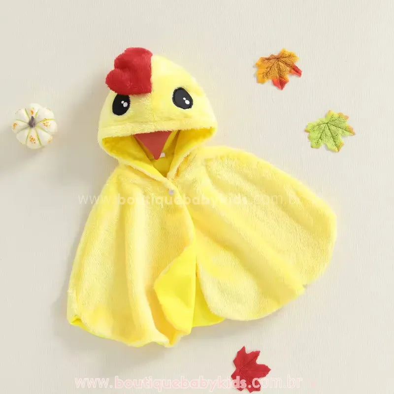 Poncho Capa Bebê Temático Fantasia Pintinho Amarelinho - Boutique Baby Kids