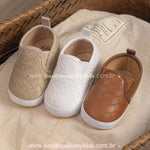 Tênis Bebê Slip On Clássico Trançado Couro Ecológico - Boutique Baby Kids