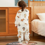 Saco de Dormir Infantil Estampa de Bichinhos Manga Longa Branco - Boutique Baby Kids