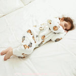 Saco de Dormir Infantil Estampa de Bichinhos Manga Longa Branco - Boutique Baby Kids