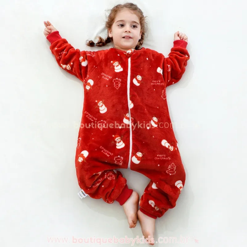Saco de Dormir Infantil Natal dos Sonhos Manga Longa Vermelho - Boutique Baby Kids