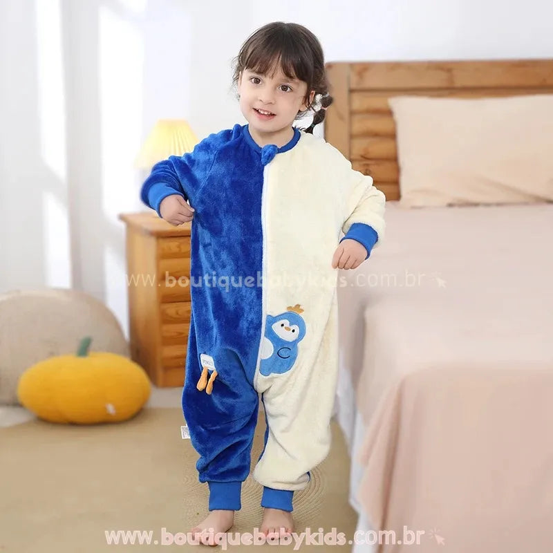 Saco de Dormir Infantil Pinguim do Ártico Manga Longa Azul - Boutique Baby Kids