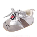 Tênis Bebê Primeiros Passos Gatinha Hello Kitty – Couro Ecológico Cinza - Boutique Baby Kids 