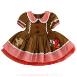 Vestido Infantil Natalino Biscoitinho Doce de Gengibre Marrom - Boutique Baby Kids