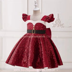Vestido Infantil Natalino de Luxo Mamãe Noel com Paetês Vermelho - Boutique Baby Kids