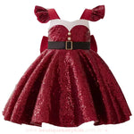 Vestido Infantil Natalino de Luxo Mamãe Noel com Paetês Vermelho - Boutique Baby Kids