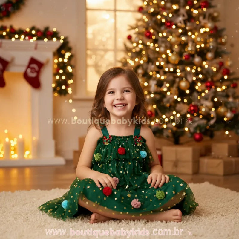 Vestido Infantil Temático Fantasia Árvore de Natal - Boutique Baby Kids