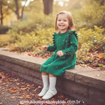 Vestido Infantil Tricot Elegância com Pérolas Verde - Boutique Baby Kids