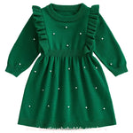 Vestido Infantil Tricot Elegância com Pérolas Verde - Boutique Baby Kids