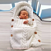 Saco de Dormir Bebê Inverno Tricot Recém-nascido Branco - Frete Grátis - Boutique Baby Kids