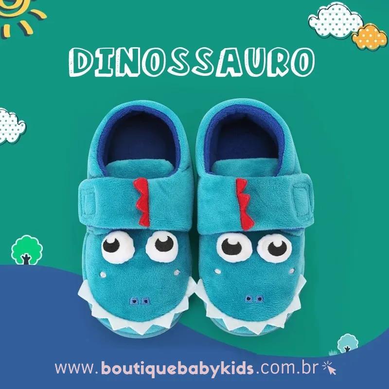 Pantufa Infantil Dinossauro Azul 3D - Super Quentinho