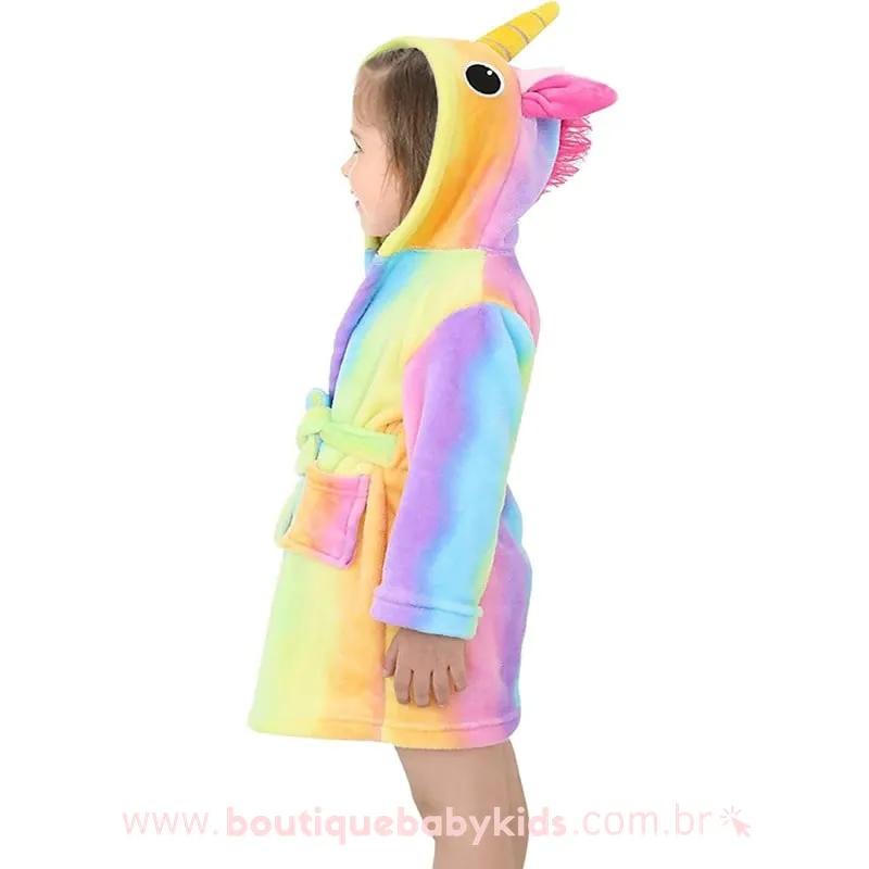 Roupão Infantil Unicórnio Colorido com Capuz - Boutique Baby Kids