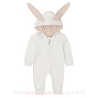 Macacão Bebê Capuz Coelhinho Branco - Boutique Baby Kids