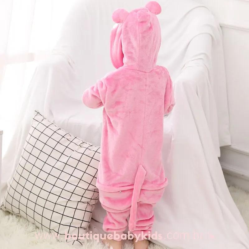 Macacão Pijama Infantil Fantasia Pantera Cor-de-Rosa - 3 a 12 anos - Boutique Baby Kids