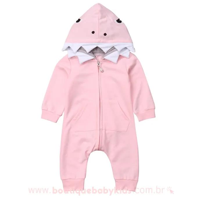 Macacão Bebê Fantasia Tubarão Rosa - Boutique Baby Kids 