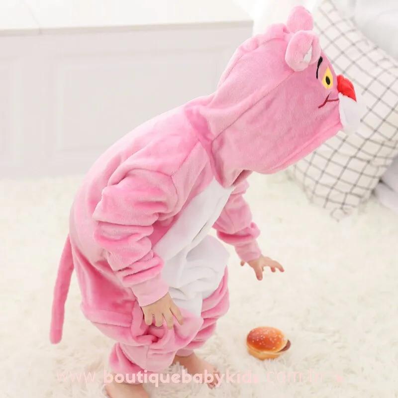 Macacão Pijama Infantil Fantasia Pantera Cor-de-Rosa - 3 a 12 anos - Boutique Baby Kids