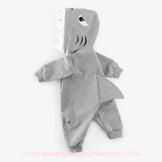 Macacão Bebê Fantasia Tubarão Cinza - Boutique Baby Kids 