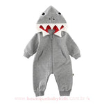 Macacão Bebê Fantasia Tubarão Cinza - Boutique Baby Kids 