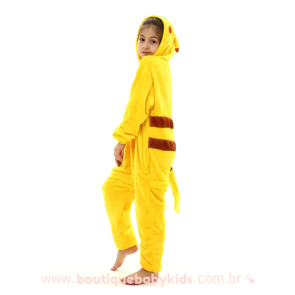 Macacão Pijama Infantil Inverno Fantasia Pikachu - 3 a 12 Anos - Boutique Baby Kids