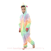 Pijama Infantil Kigurumi Fantasia Brilha no Escuro Unicórnio Colorido - 3 a 12 Anos - Boutique Baby Kids