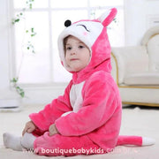 Macacão Bebê Fantasia Inverno Raposa Rosa - Boutique Baby Kids