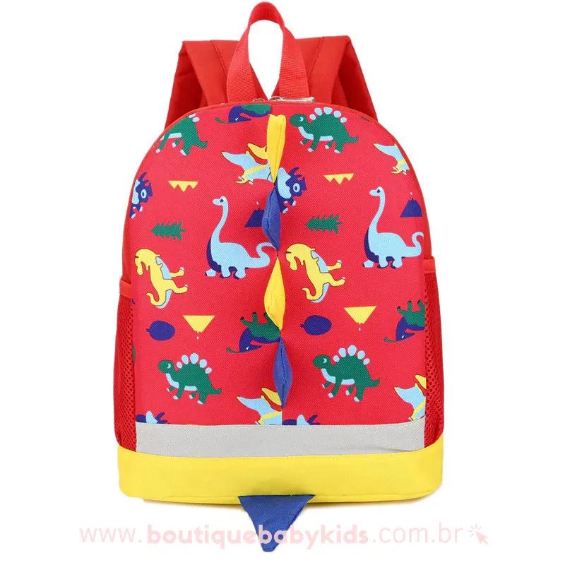 Mochila Costas Infantil Dinossauro 3D Vermelho - Boutique Baby Kids