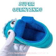 Pantufa Infantil Dinossauro Azul 3D - Super Quentinho