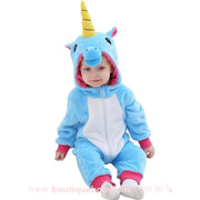Macacão Bebê Inverno Fantasia Bichinho Kigurumi Unicórnio Azul - Boutique Baby Kids