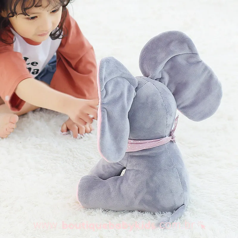 Pelúcia Bebê Elefante Peek a Boo Musical 30 cm - Frete Grátis - Boutique Baby Kids